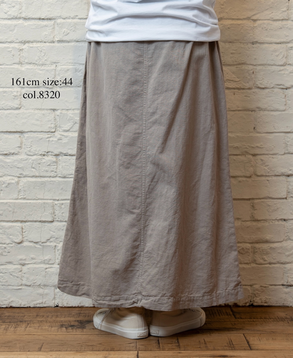 INHT2514CLD(スカート) COTTON LINEN PLAIN OVERDYE EASY SKIRT