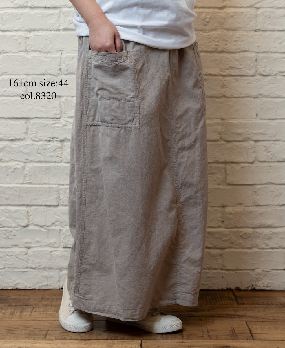 INHT2514CLD(スカート) COTTON LINEN PLAIN OVERDYE EASY SKIRT