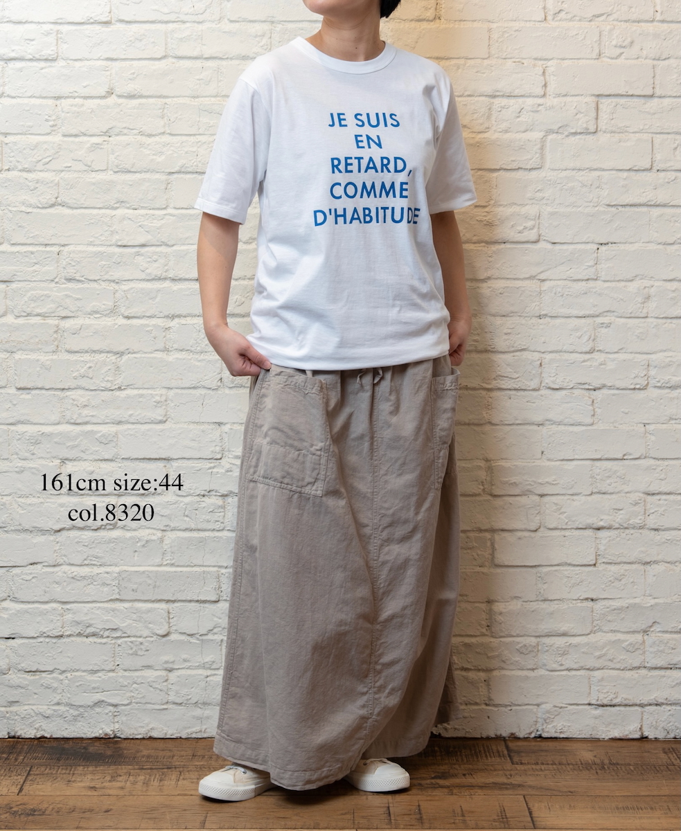 INHT2514CLD(スカート) COTTON LINEN PLAIN OVERDYE EASY SKIRT