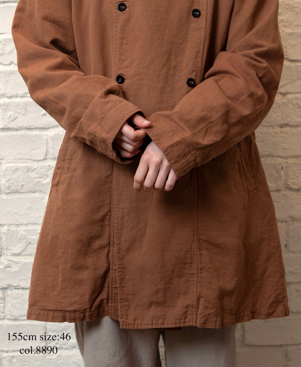 INHT2611CLD(ジャケット) COTTON LINEN PLAIN OVERDYE STAND COLLAR DOUBLE BREAST JACKET