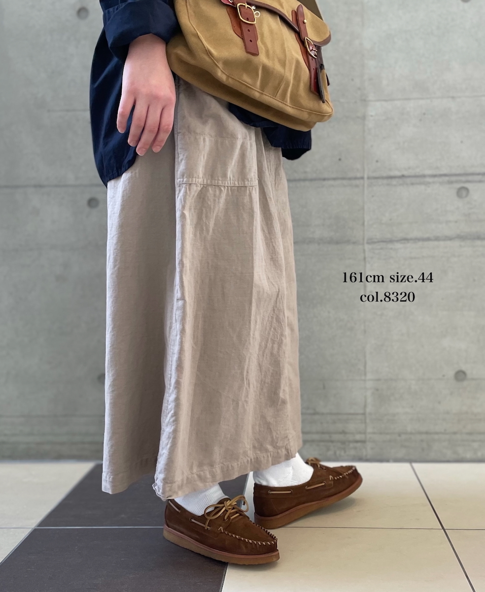 INHT2514CLD(スカート) COTTON LINEN PLAIN OVERDYE EASY SKIRT