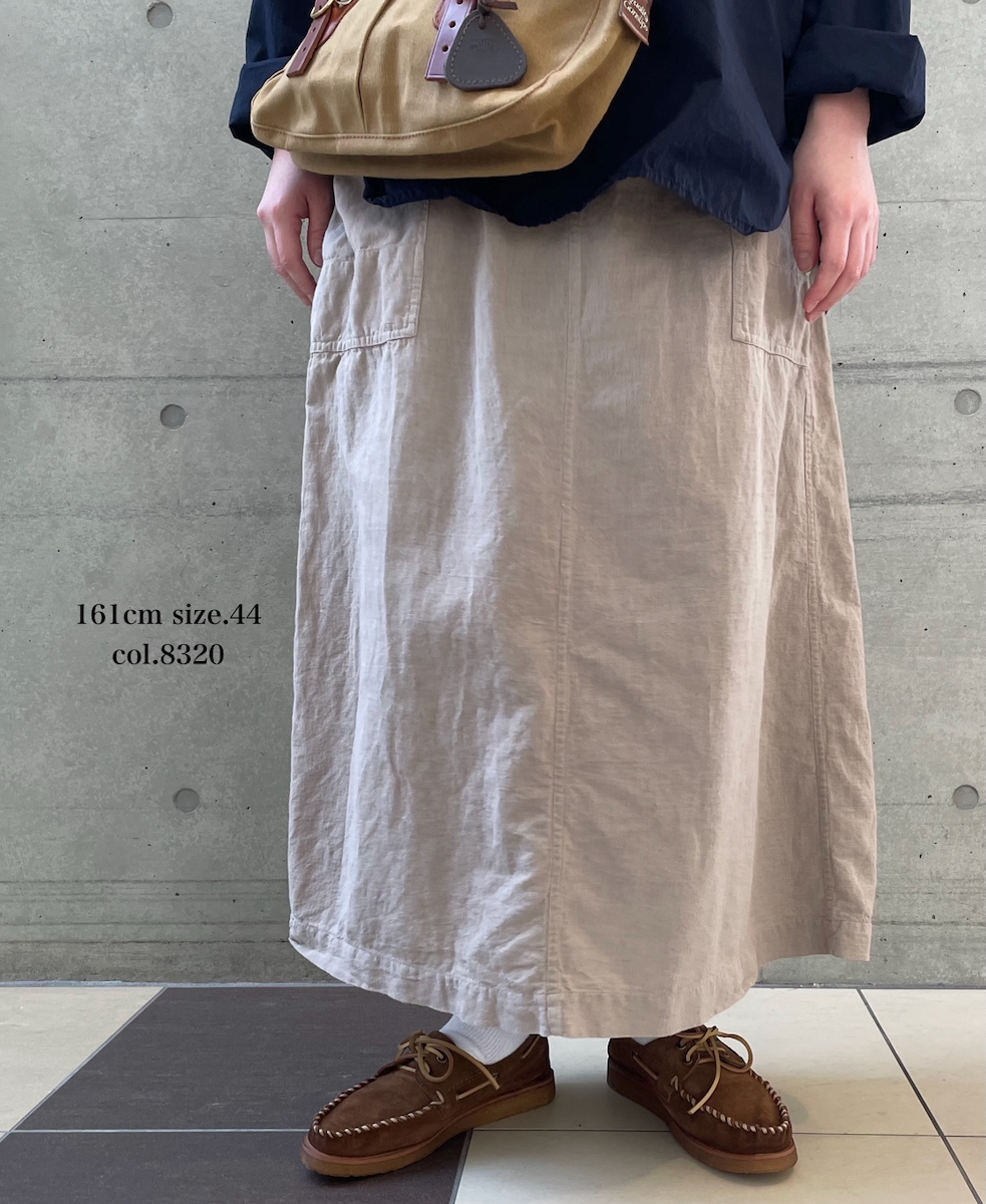 INHT2514CLD(スカート) COTTON LINEN PLAIN OVERDYE EASY SKIRT
