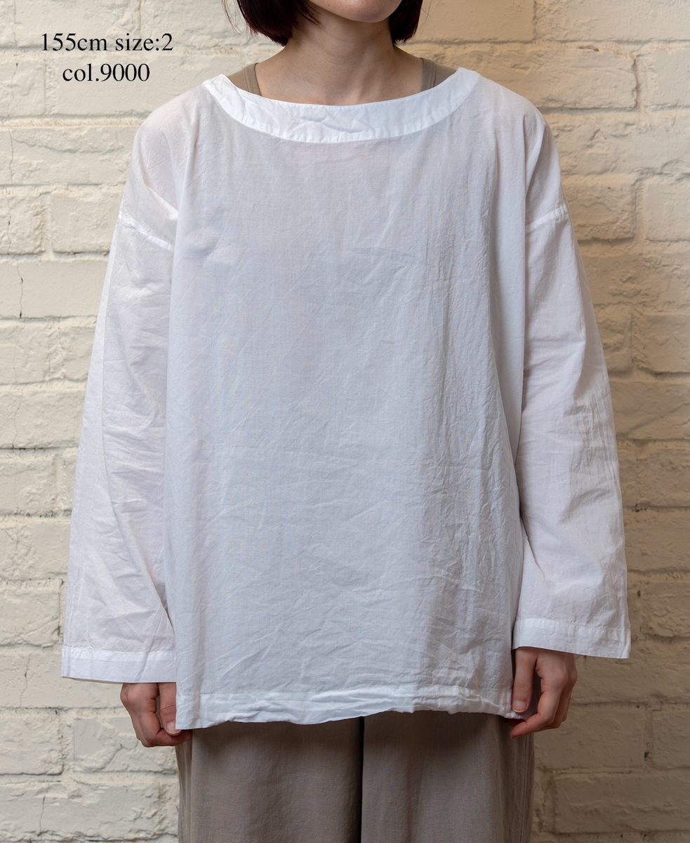 INAM2623(スモック) 60s COTTON LAWN WASH BOAT NECK SMOCK
