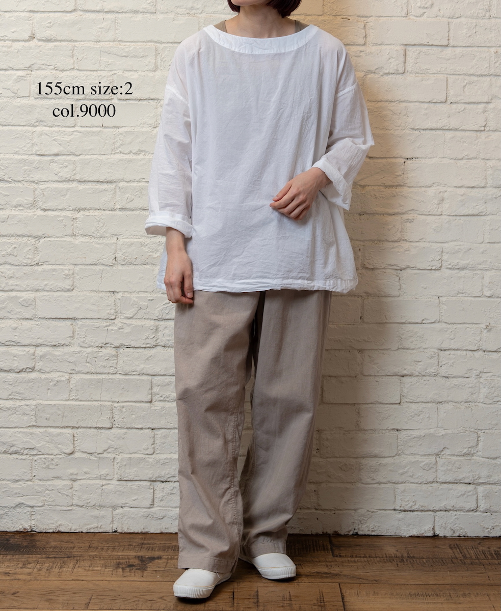 INAM2623(スモック) 60s COTTON LAWN WASH BOAT NECK SMOCK