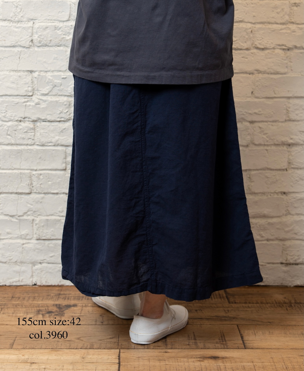 INHT2514CLD(スカート) COTTON LINEN PLAIN OVERDYE EASY SKIRT