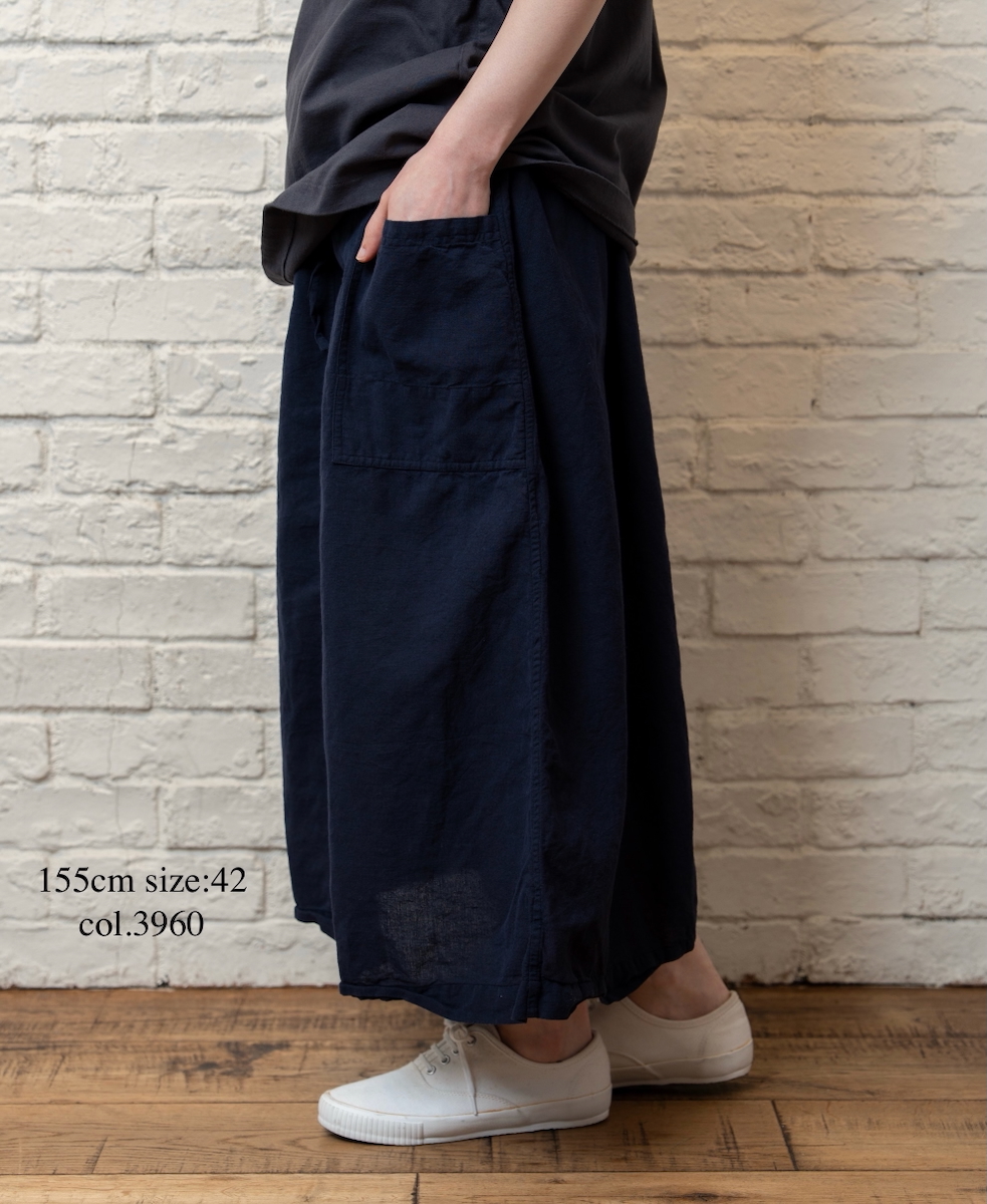 INHT2514CLD(スカート) COTTON LINEN PLAIN OVERDYE EASY SKIRT