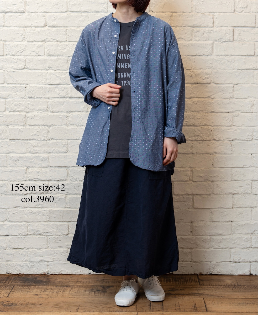 INHT2514CLD(スカート) COTTON LINEN PLAIN OVERDYE EASY SKIRT