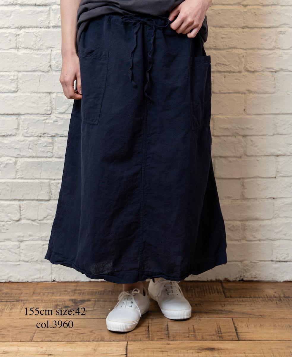 INHT2514CLD(スカート) COTTON LINEN PLAIN OVERDYE EASY SKIRT