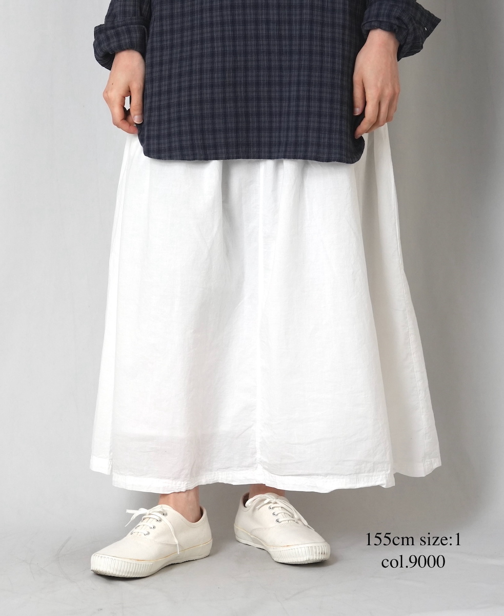 INAM2624(スカート) 60s COTTON LAWN WASH PLEATED EASY SKIRT WITH LINING