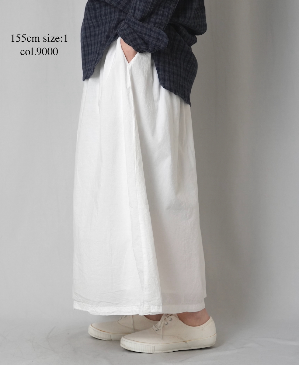 INAM2624(スカート) 60s COTTON LAWN WASH PLEATED EASY SKIRT WITH LINING