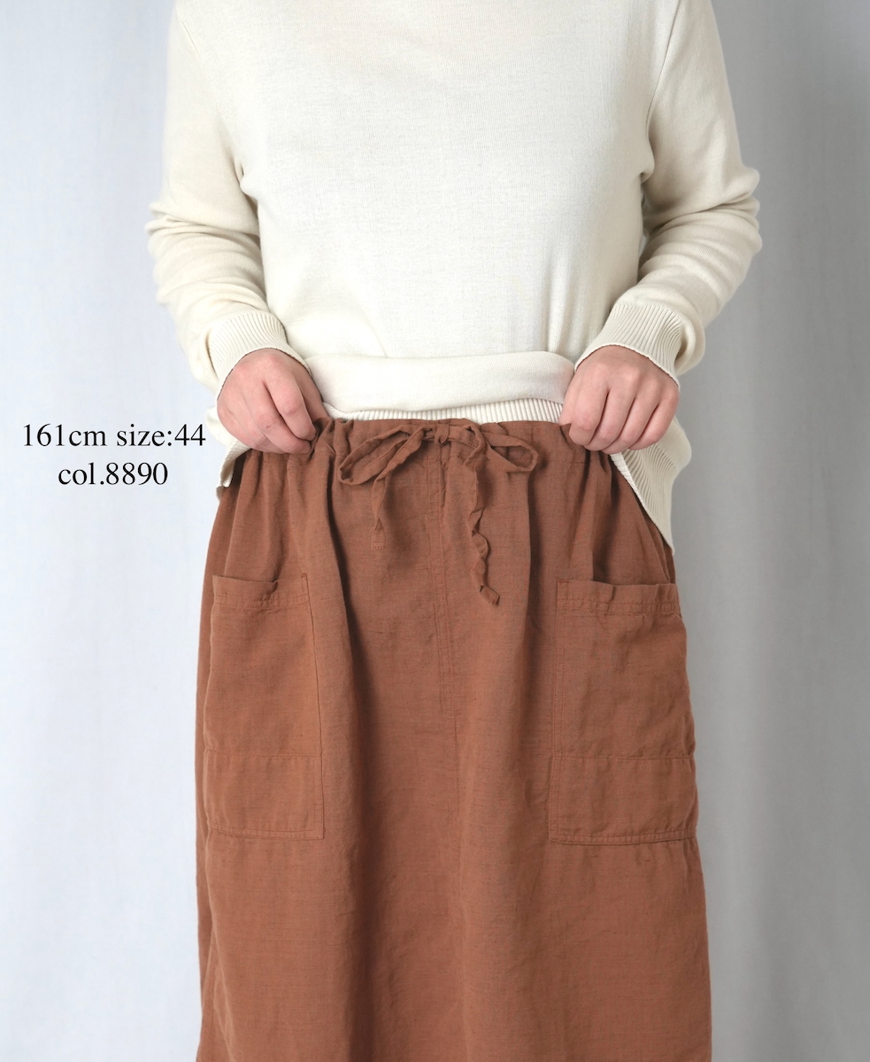 INHT2514CLD(スカート) COTTON LINEN PLAIN OVERDYE EASY SKIRT