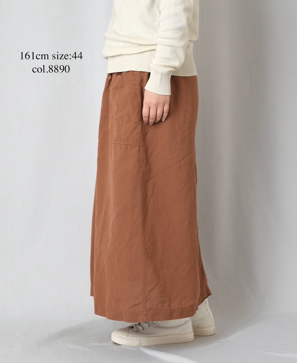 INHT2514CLD(スカート) COTTON LINEN PLAIN OVERDYE EASY SKIRT