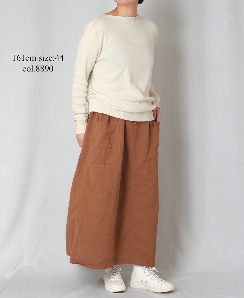 INHT2514CLD(スカート) COTTON LINEN PLAIN OVERDYE EASY SKIRT