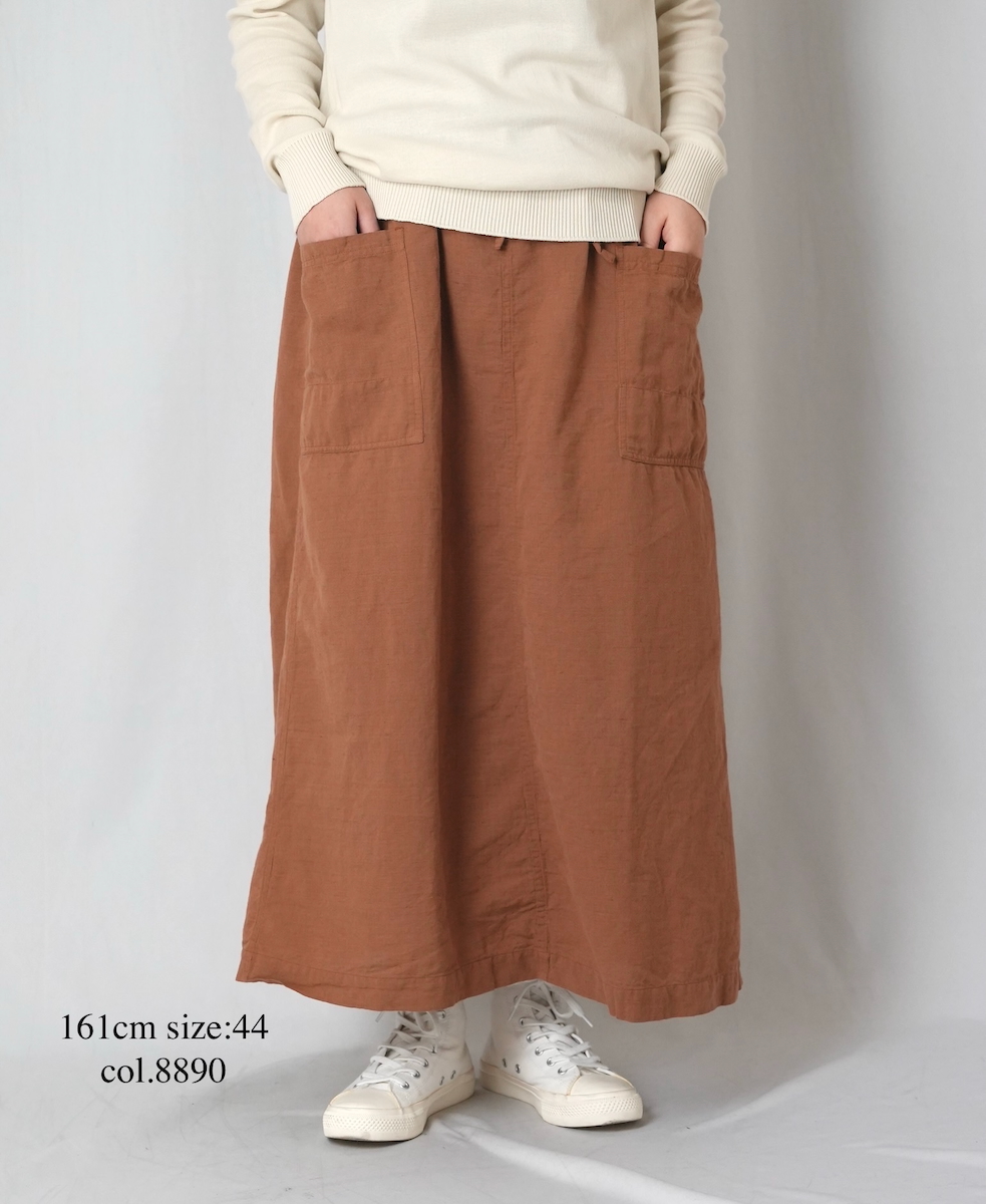 INHT2514CLD(スカート) COTTON LINEN PLAIN OVERDYE EASY SKIRT