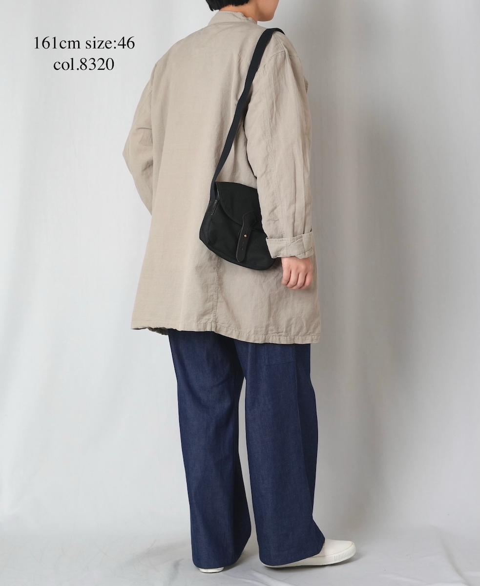 INHT2611CLD(ジャケット) COTTON LINEN PLAIN OVERDYE STAND COLLAR DOUBLE BREAST JACKET