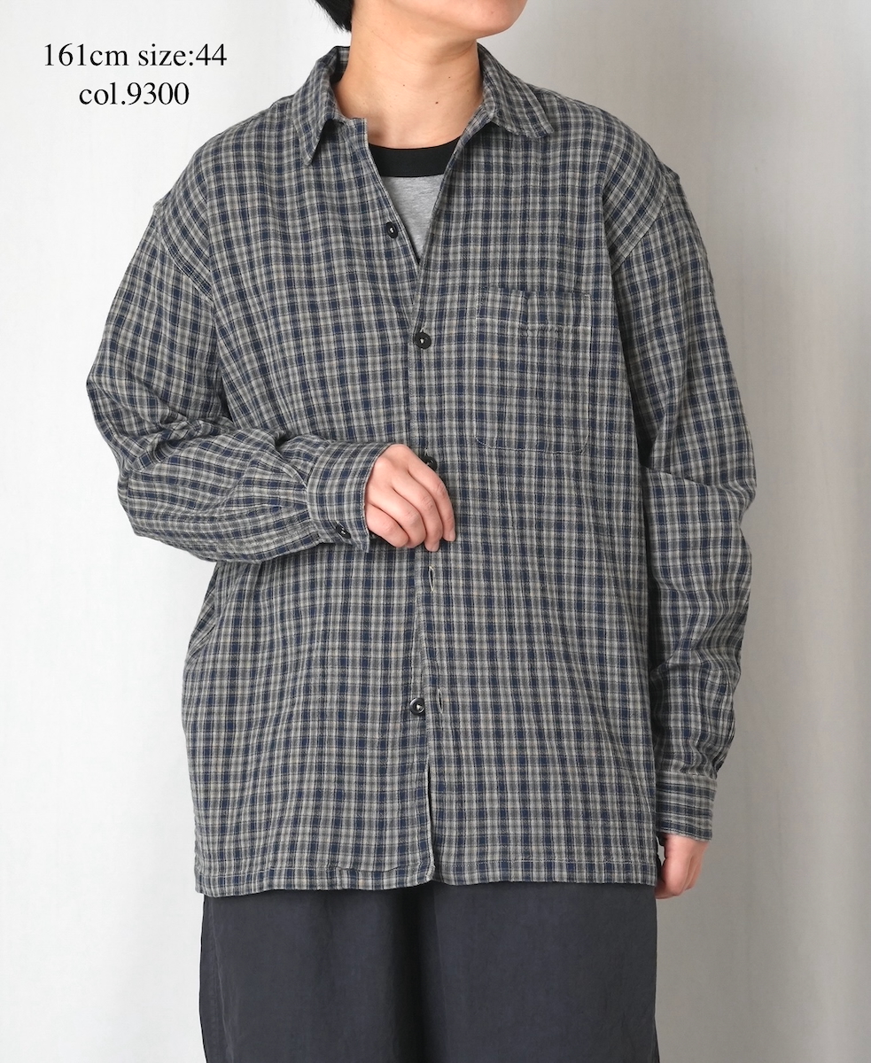 INHT2512CCD(シャツ) COTTON CHECK OVERDYE ONE-UP COLLAR SHIRT