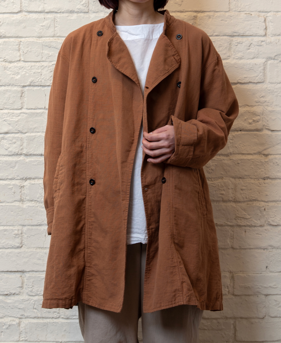 INHT2611CLD(ジャケット) COTTON LINEN PLAIN OVERDYE STAND COLLAR DOUBLE BREAST JACKET