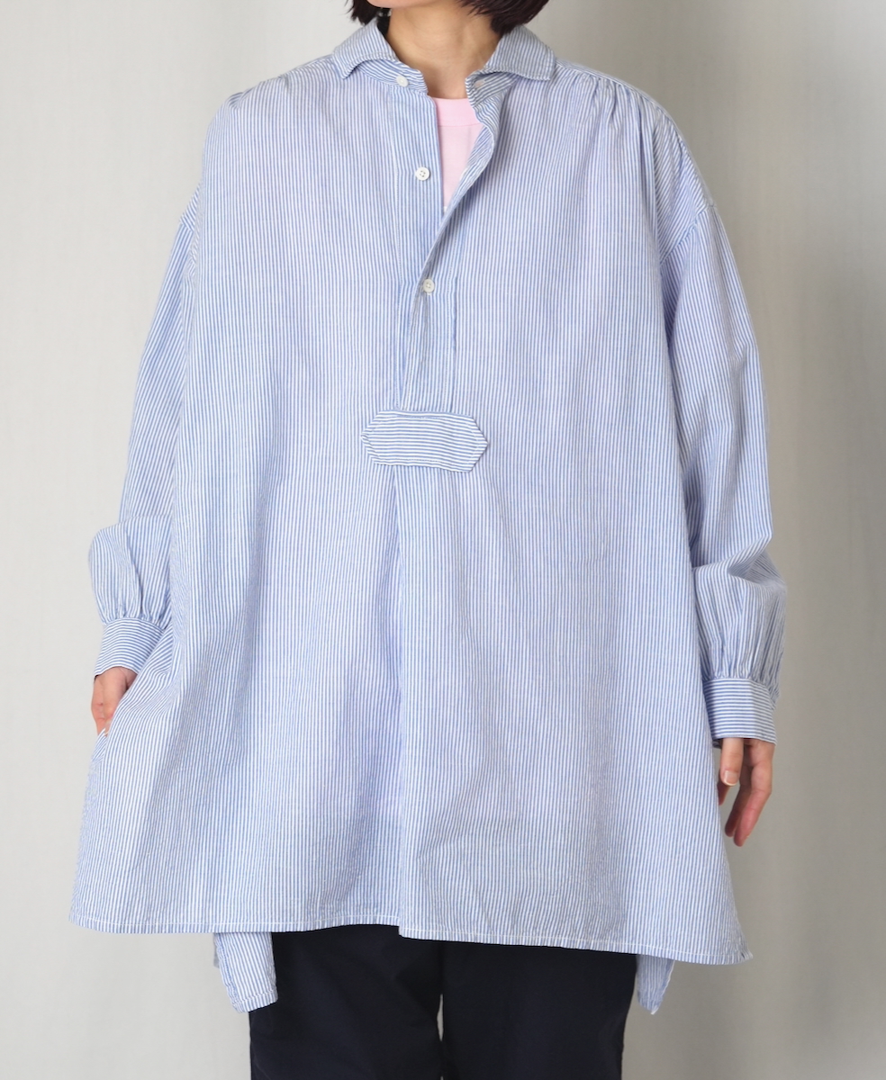 INAM2632S(シャツ) SEERSUCKER STRIPE WASH WORK GATHERED SHIRT