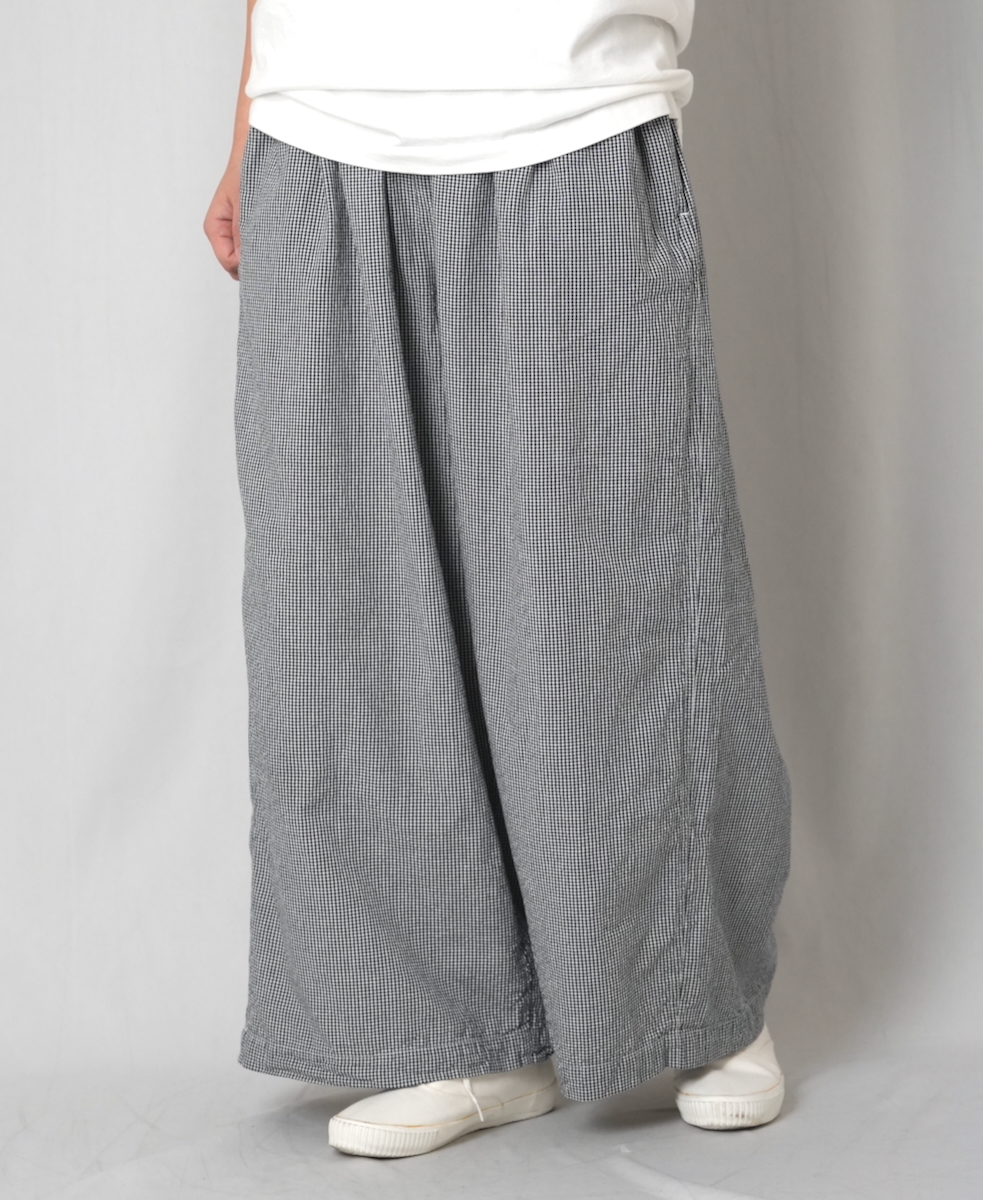 INAM2505C(パンツ) SEERSUCKER GINGHAM CHECK GATHERED EASY PANTS WITH LINING