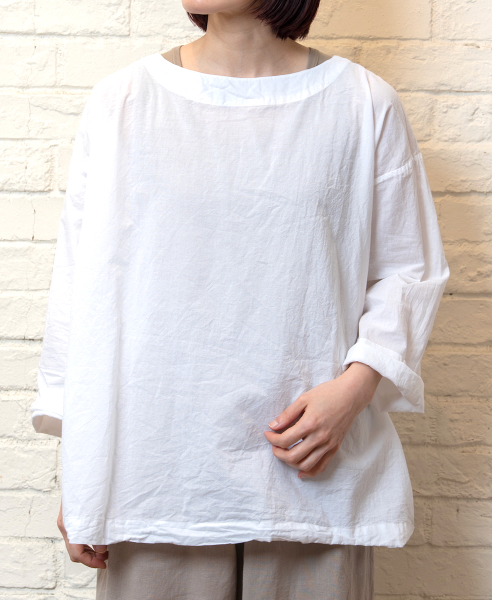 INAM2623(スモック) 60s COTTON LAWN WASH BOAT NECK SMOCK
