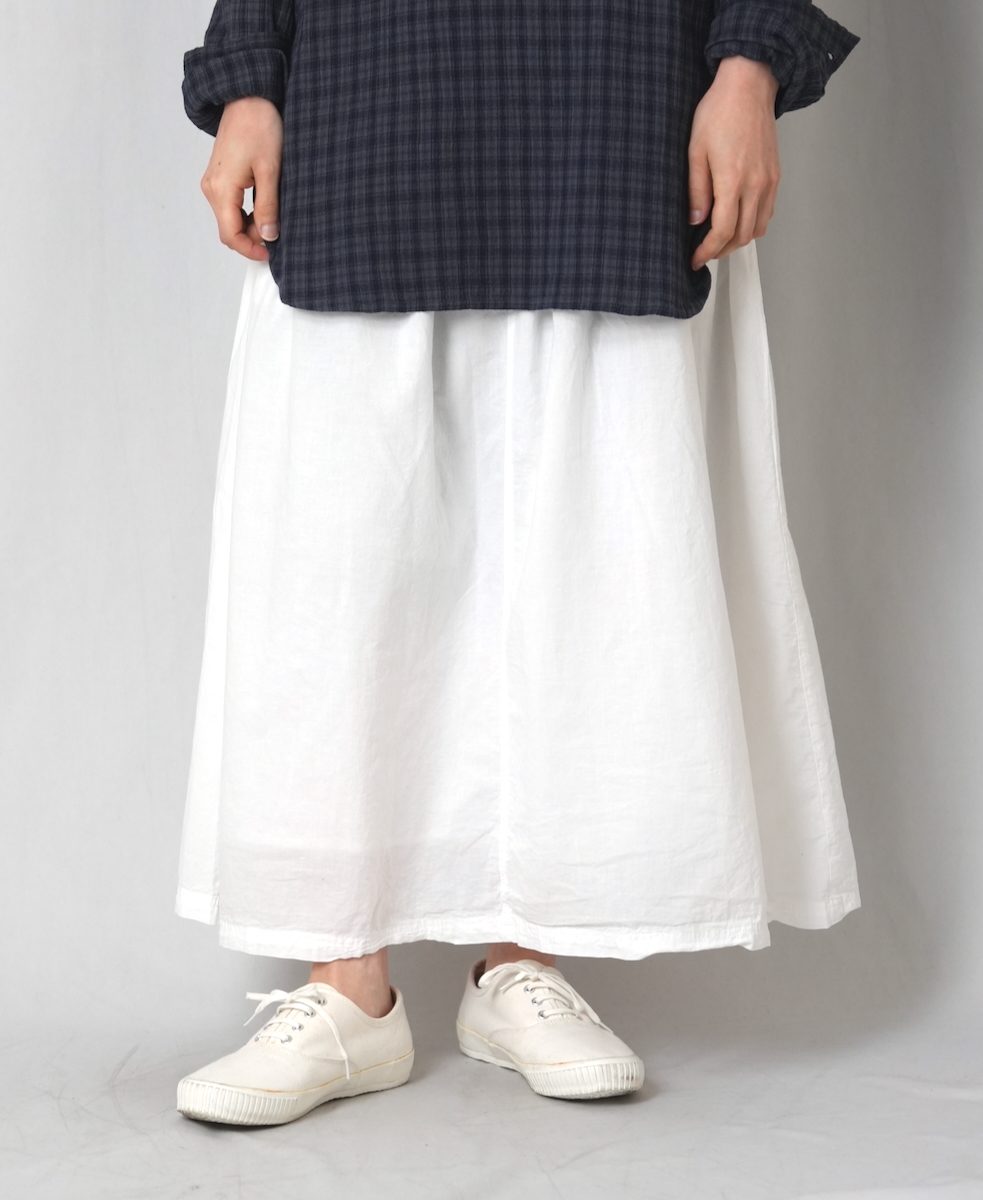 INAM2624(スカート) 60s COTTON LAWN WASH PLEATED EASY SKIRT WITH LINING