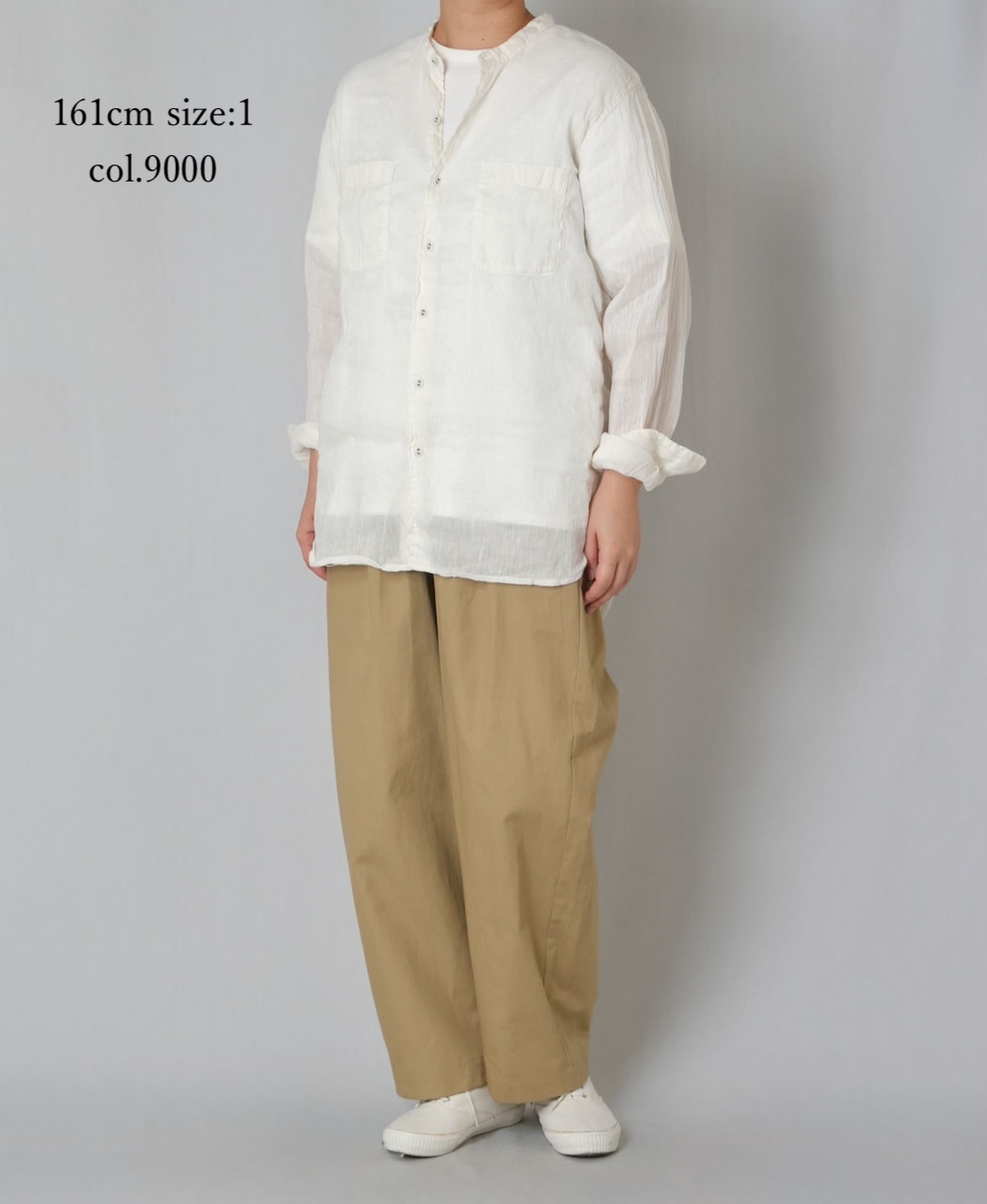 IMDSH2303LCD(シャツ) AUTLOOM LINEN/COTTON PLAIN OVERDYE BANDED COLLAR SHIRTS