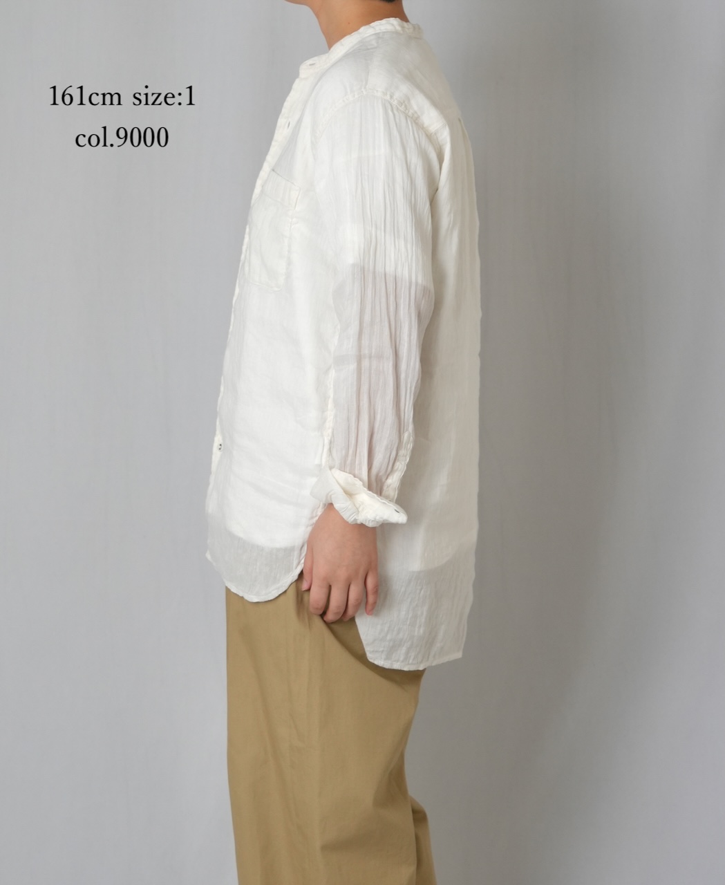 IMDSH2303LCD(シャツ) AUTLOOM LINEN/COTTON PLAIN OVERDYE BANDED COLLAR SHIRTS