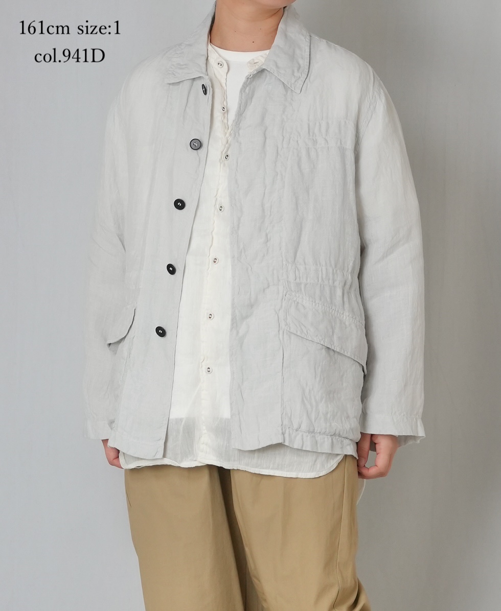IMDSH2601LPD(ジャケット) 60s AUTOLOOM LINEN PLAIN OVERDYE FLY FRONT JACKET