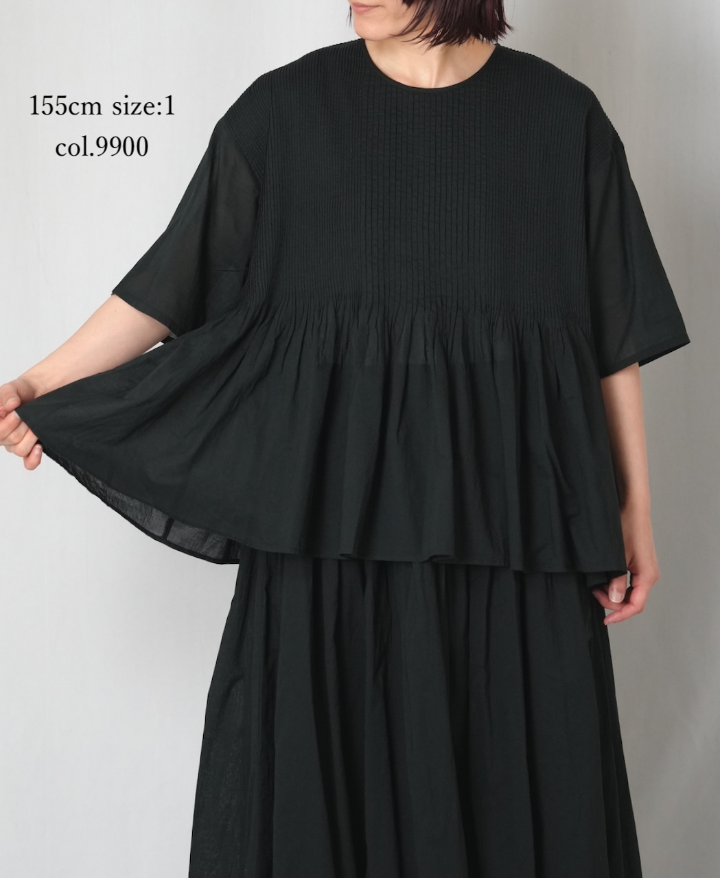 NMDS26241(シャツ) 80s ORGANIC COTTON VOILE CREW-NECK PULLOVER HALF/SLEEVE SHIRT WITH MINI PINTUCK