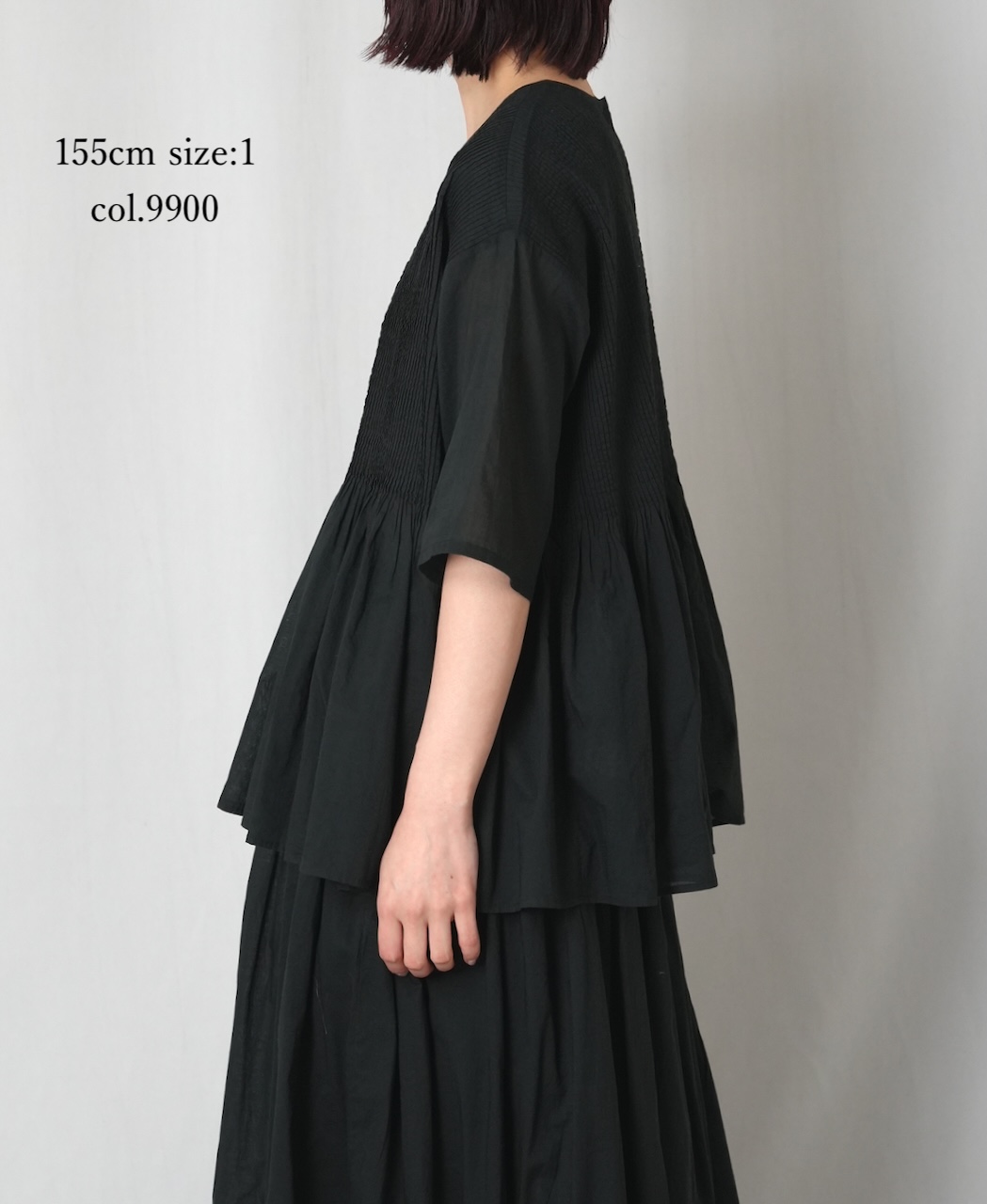 NMDS26241(シャツ) 80s ORGANIC COTTON VOILE CREW-NECK PULLOVER HALF/SLEEVE SHIRT WITH MINI PINTUCK