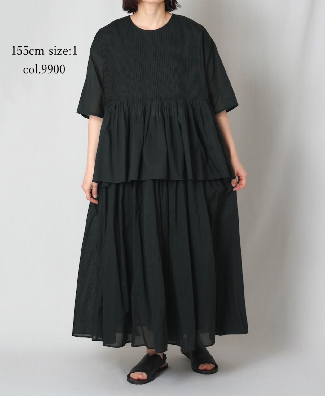 NMDS26241(シャツ) 80s ORGANIC COTTON VOILE CREW-NECK PULLOVER HALF/SLEEVE SHIRT WITH MINI PINTUCK