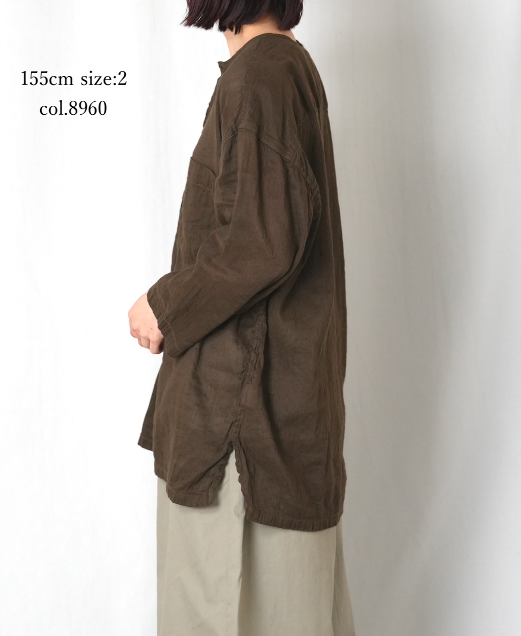 IMDSH2502LCD(シャツ) AUTLOOM LINEN/COTTON PLAIN OVERDYE 3/4SL PULLOVER SHIRTS