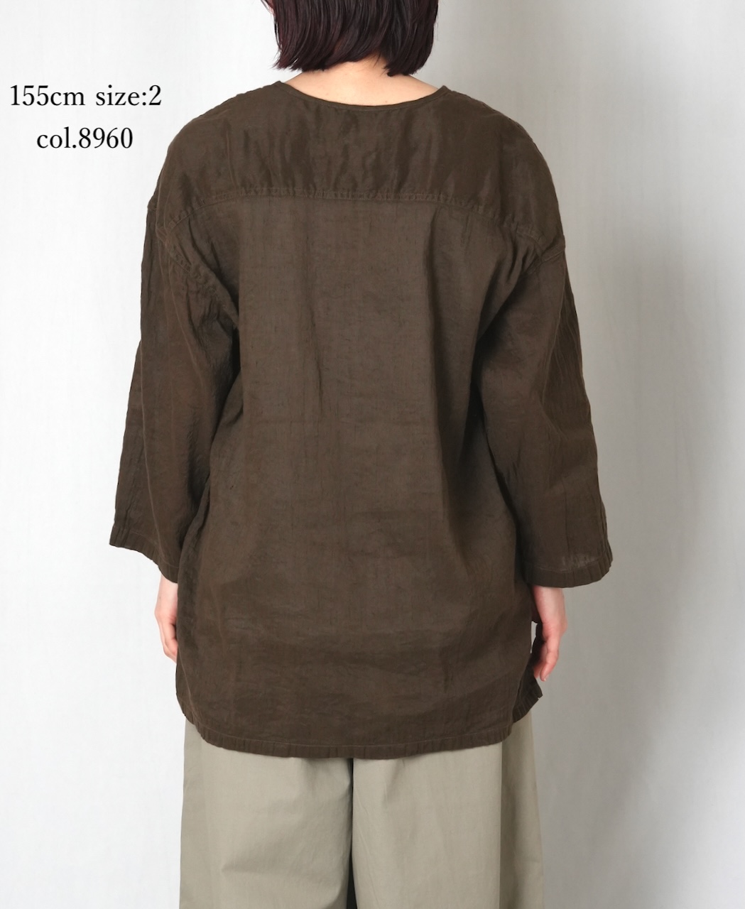IMDSH2502LCD(シャツ) AUTLOOM LINEN/COTTON PLAIN OVERDYE 3/4SL PULLOVER SHIRTS