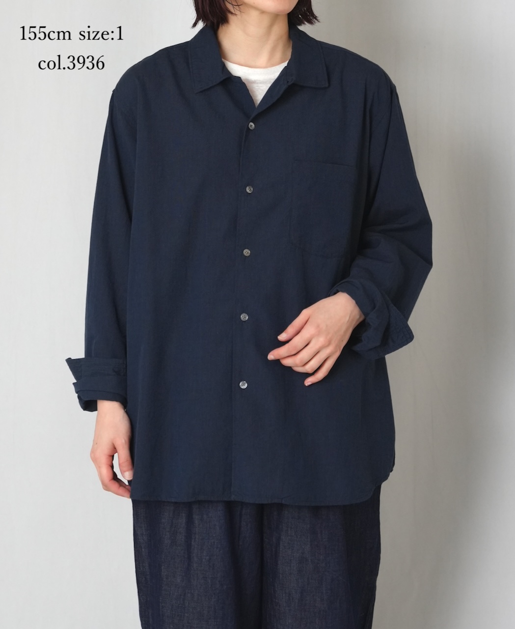 IMDSH2611H(シャツ) HANDWOVEN COTTON HAKEME OPEN COLLAR L/SL SHIRTS
