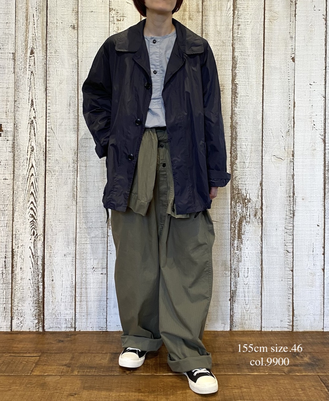 NHT2602PAI(コート) REYCLED NYLON BALMACAAN SHORT COAT WITH GUSSETED POCKET