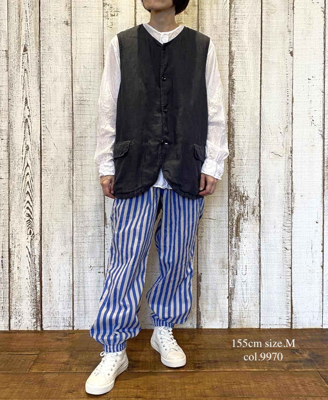 NVL2401LD (ベスト) 50'S LINEN PLAIN (OVERDYE) NO COLLAR VEST