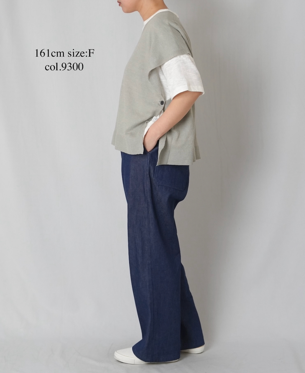 NNSL26003(ベスト) 12GG 1PLY LINEN/COTTON V-NECK VEST WITH SIDE BUTTON