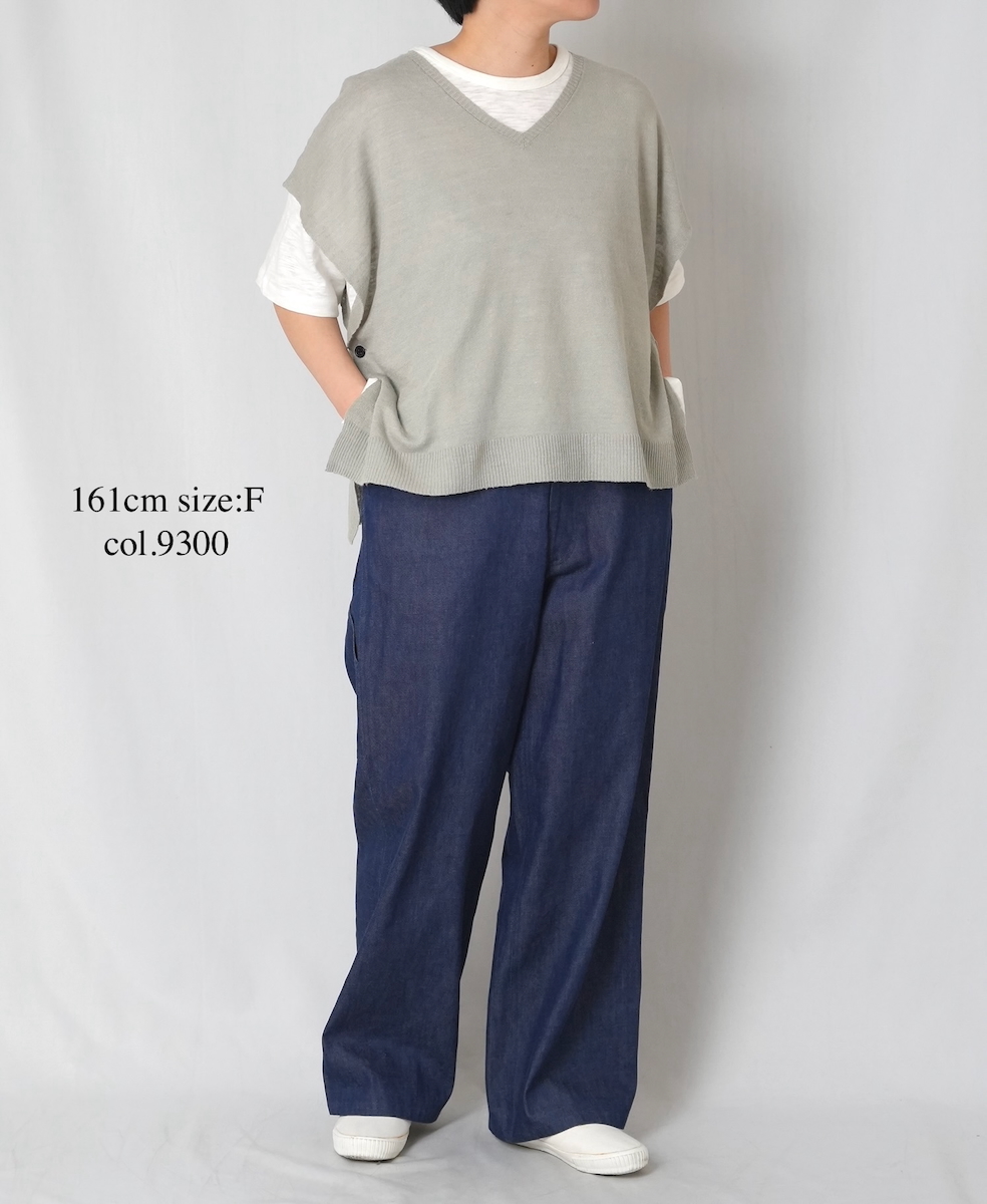 NNSL26003(ベスト) 12GG 1PLY LINEN/COTTON V-NECK VEST WITH SIDE BUTTON