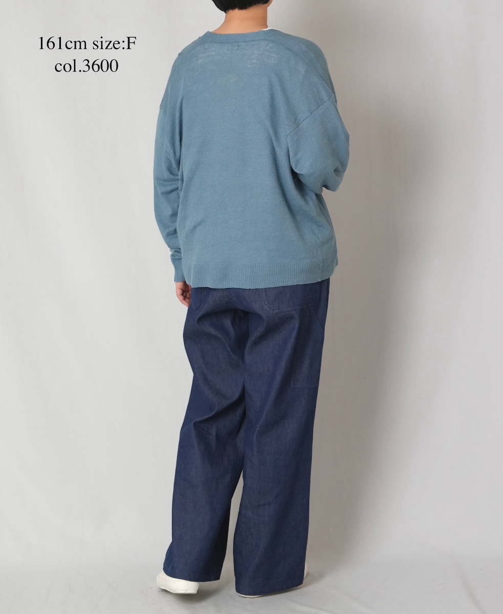 NNSL26001(カーディガン) 12GG 1PLY LINEN/COTTON V-NECK 1BUTTON CARDIGAN
