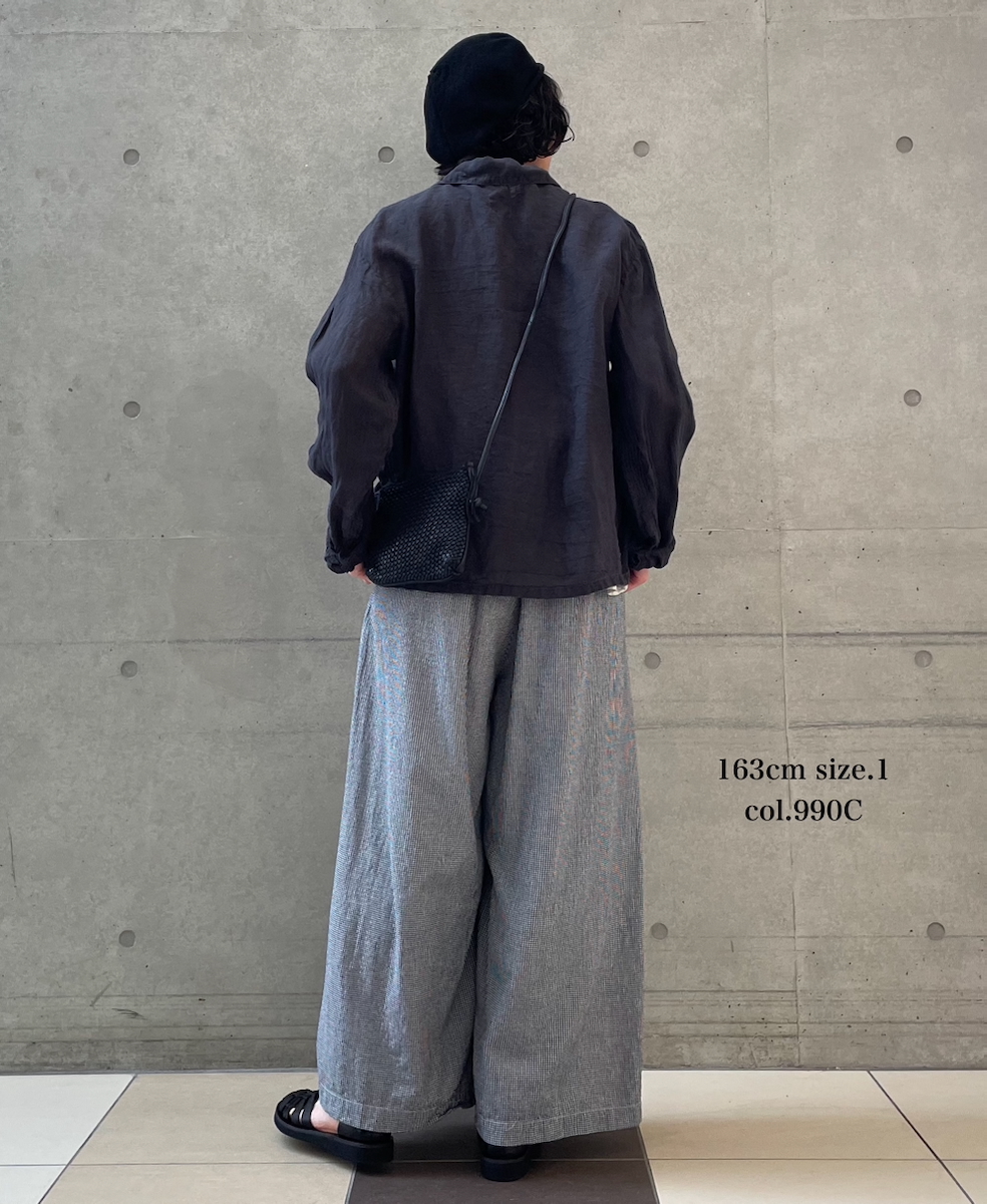 INAM2505C(パンツ) SEERSUCKER GINGHAM CHECK GATHERED EASY PANTS WITH LINING