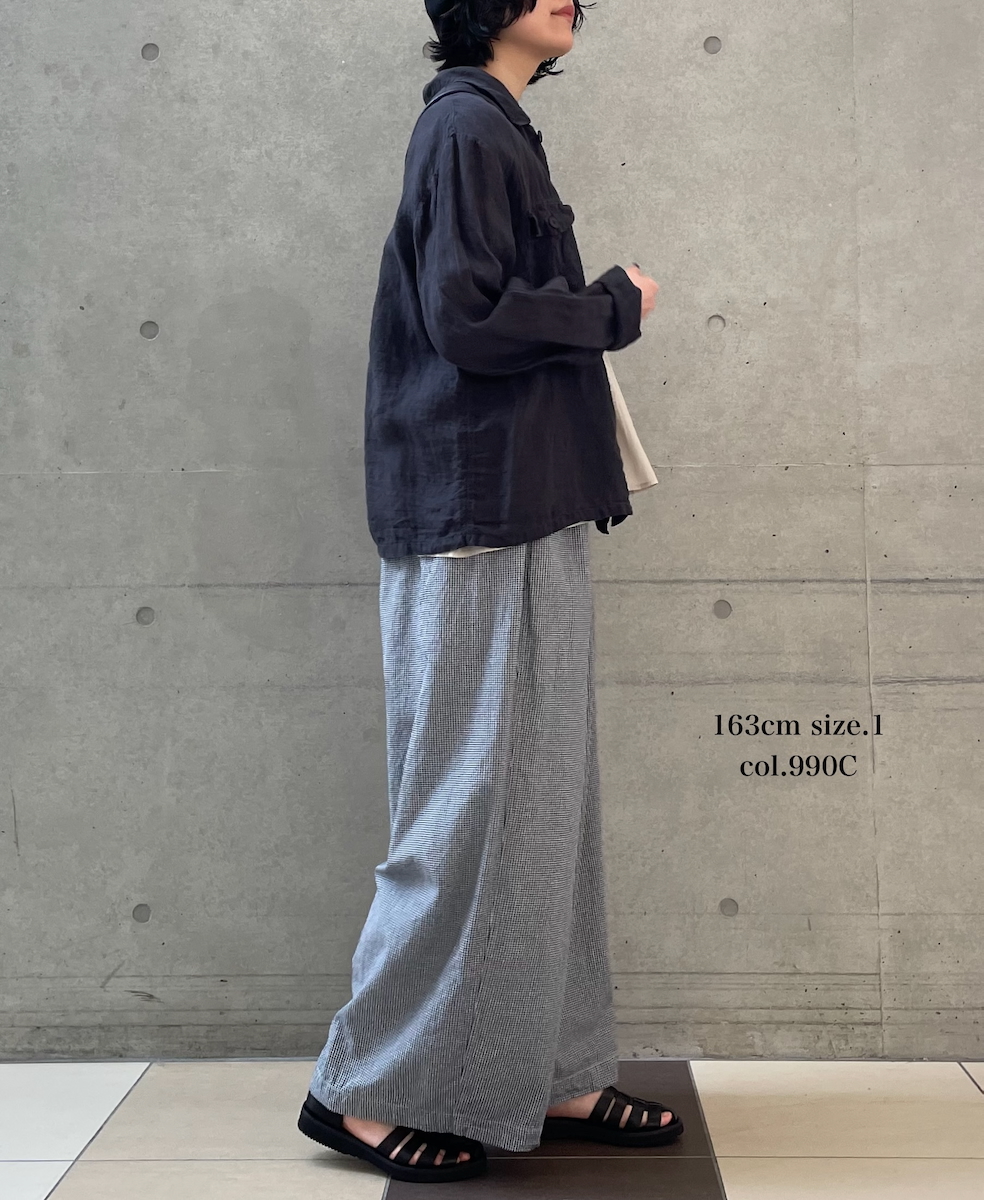 INAM2505C(パンツ) SEERSUCKER GINGHAM CHECK GATHERED EASY PANTS WITH LINING