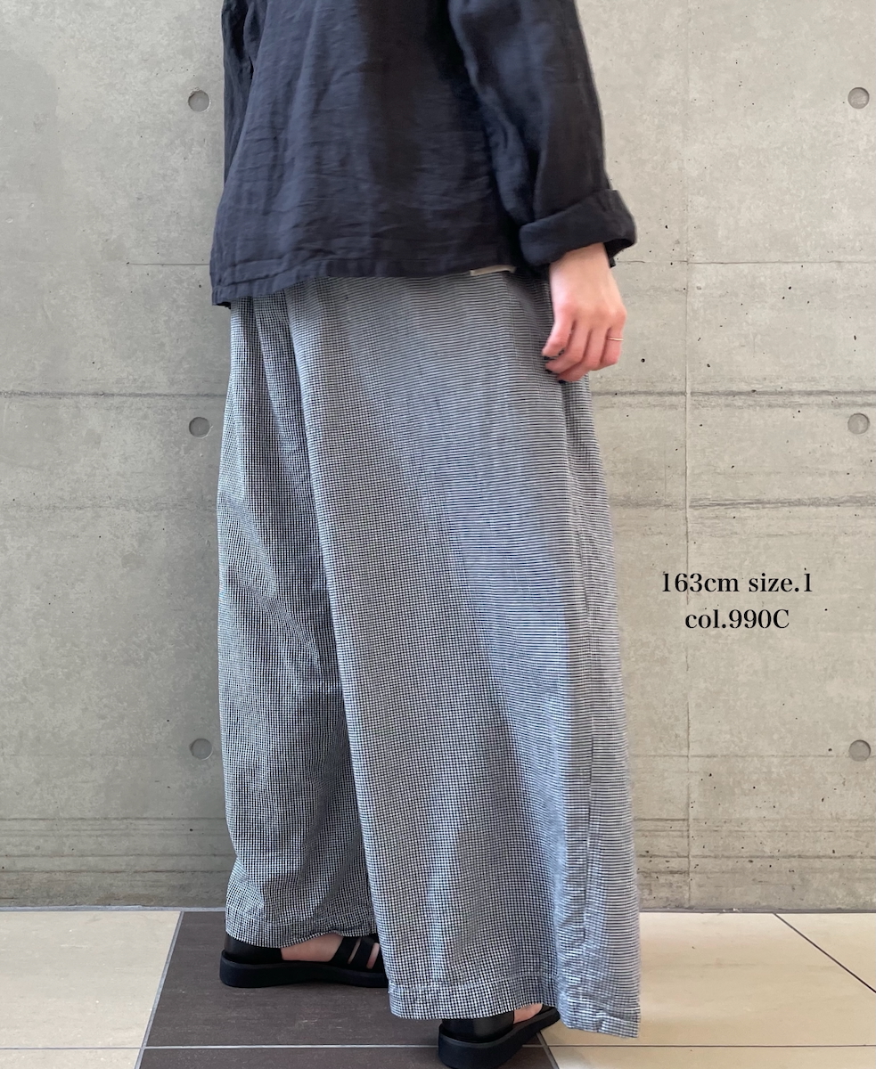 INAM2505C(パンツ) SEERSUCKER GINGHAM CHECK GATHERED EASY PANTS WITH LINING
