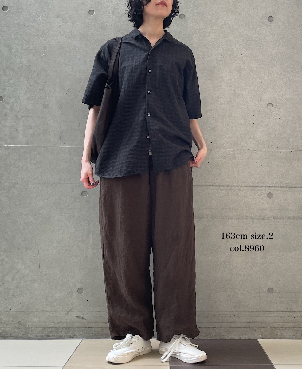 IMDSH2101LPD (パンツ) 60s AUTOLOOM LINEN PLAIN (OVERDYE) EASY CROPPED PANTS