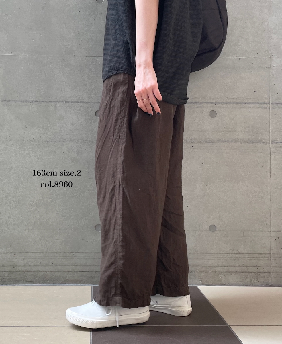 IMDSH2101LPD (パンツ) 60s AUTOLOOM LINEN PLAIN (OVERDYE) EASY CROPPED PANTS