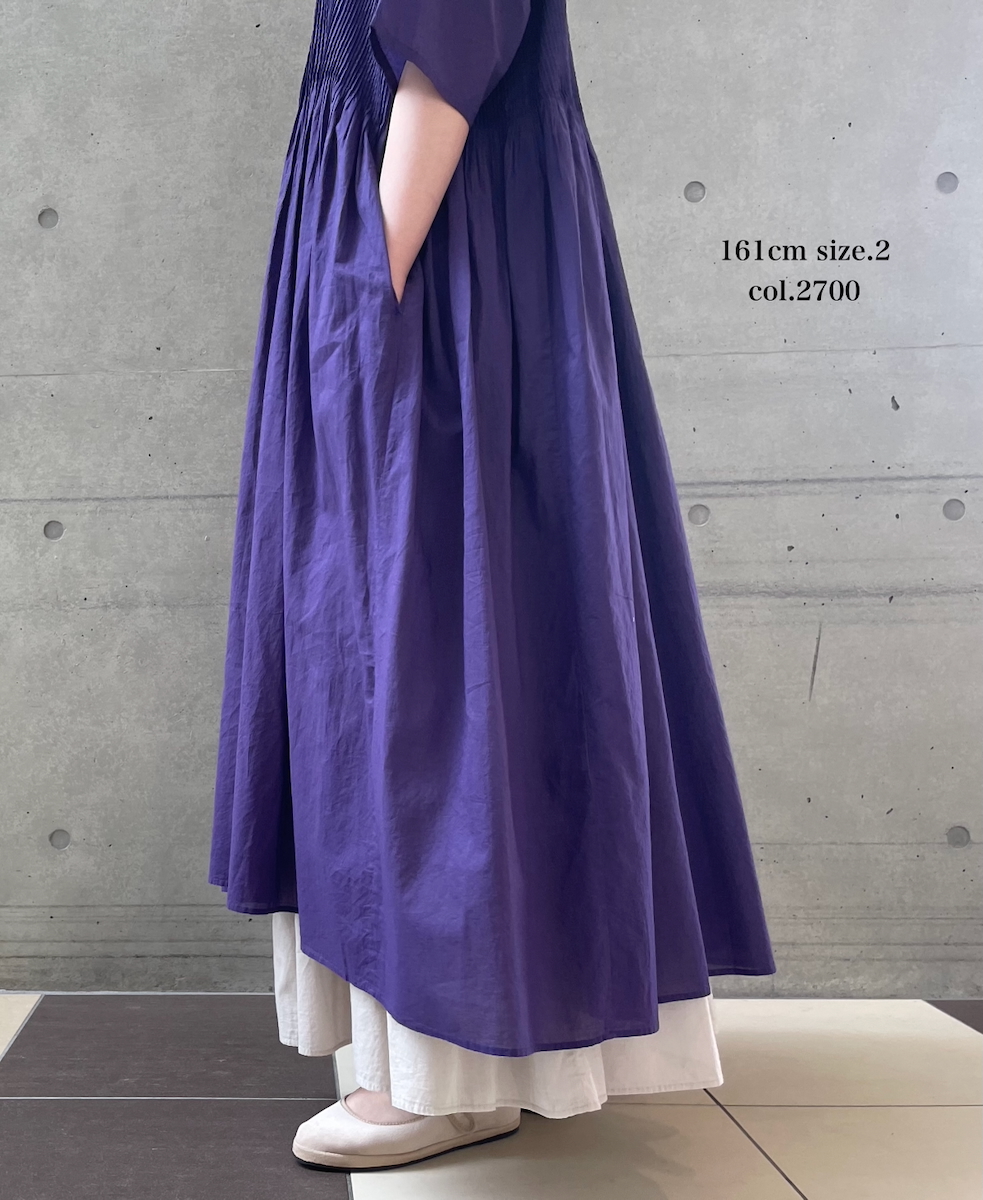 NMDS26243(ワンピース) 80s ORGANIC COTTON VOILE CREW-NECK HALF/SLEEVE DRESS WITH MINI PINTUCK