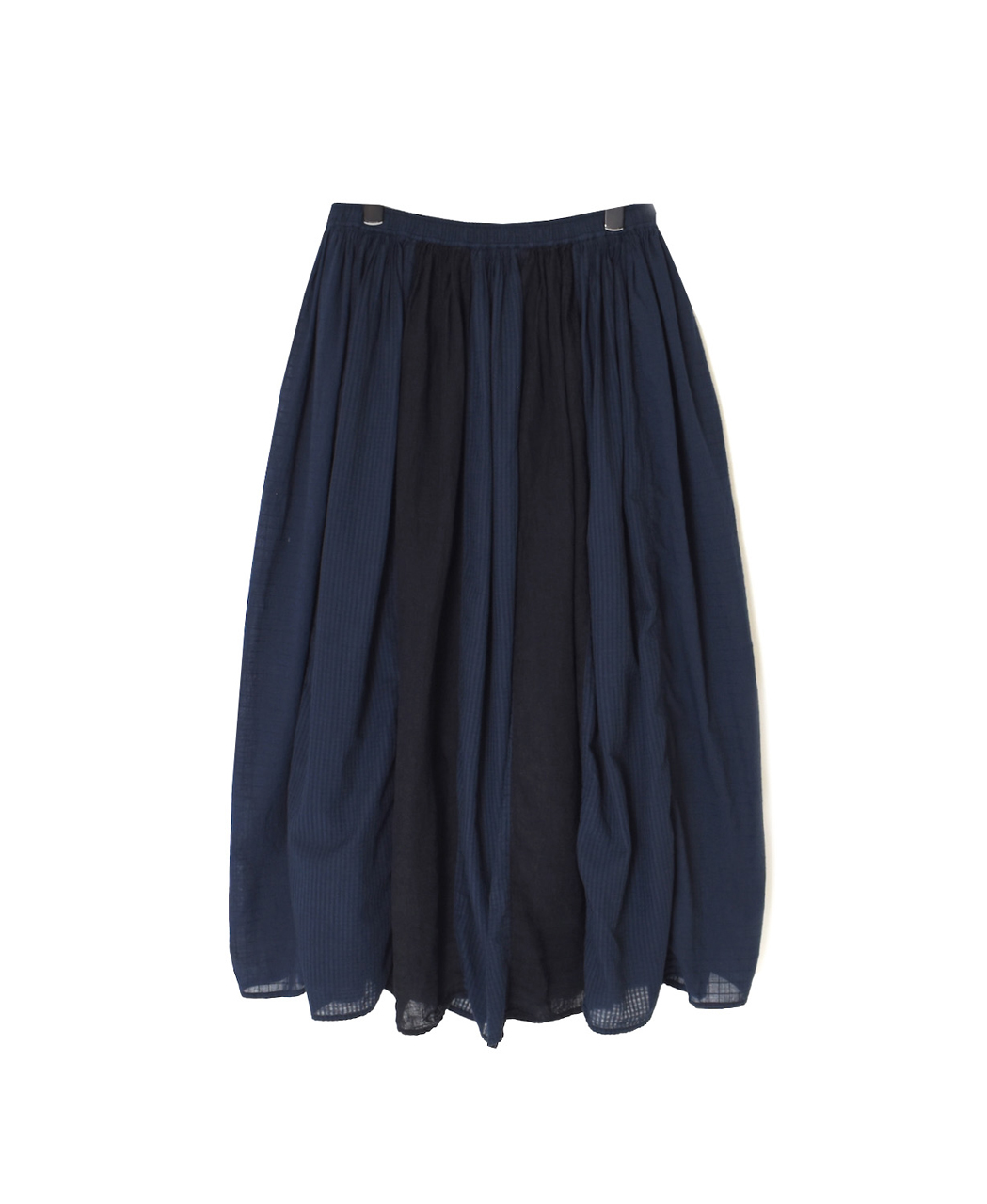NMDS26265D(スカート) 80s ORGANIC COTTON/80s LINEN PATCHWORK OVERDYE RAJASTHAN TUCK GATHERED SKIRT