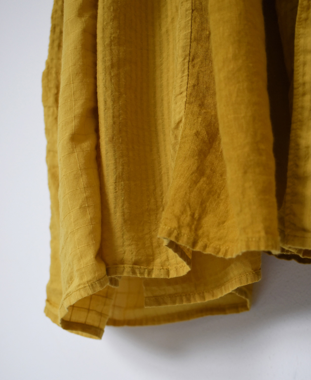 NMDS26264D(ワンピース) 80s ORGANIC COTTON/80s LINEN PATCHWORK OVERDYE BANDED FRENCH/SLEEVE SHIRT DRESS WITH MINI PINTUCK