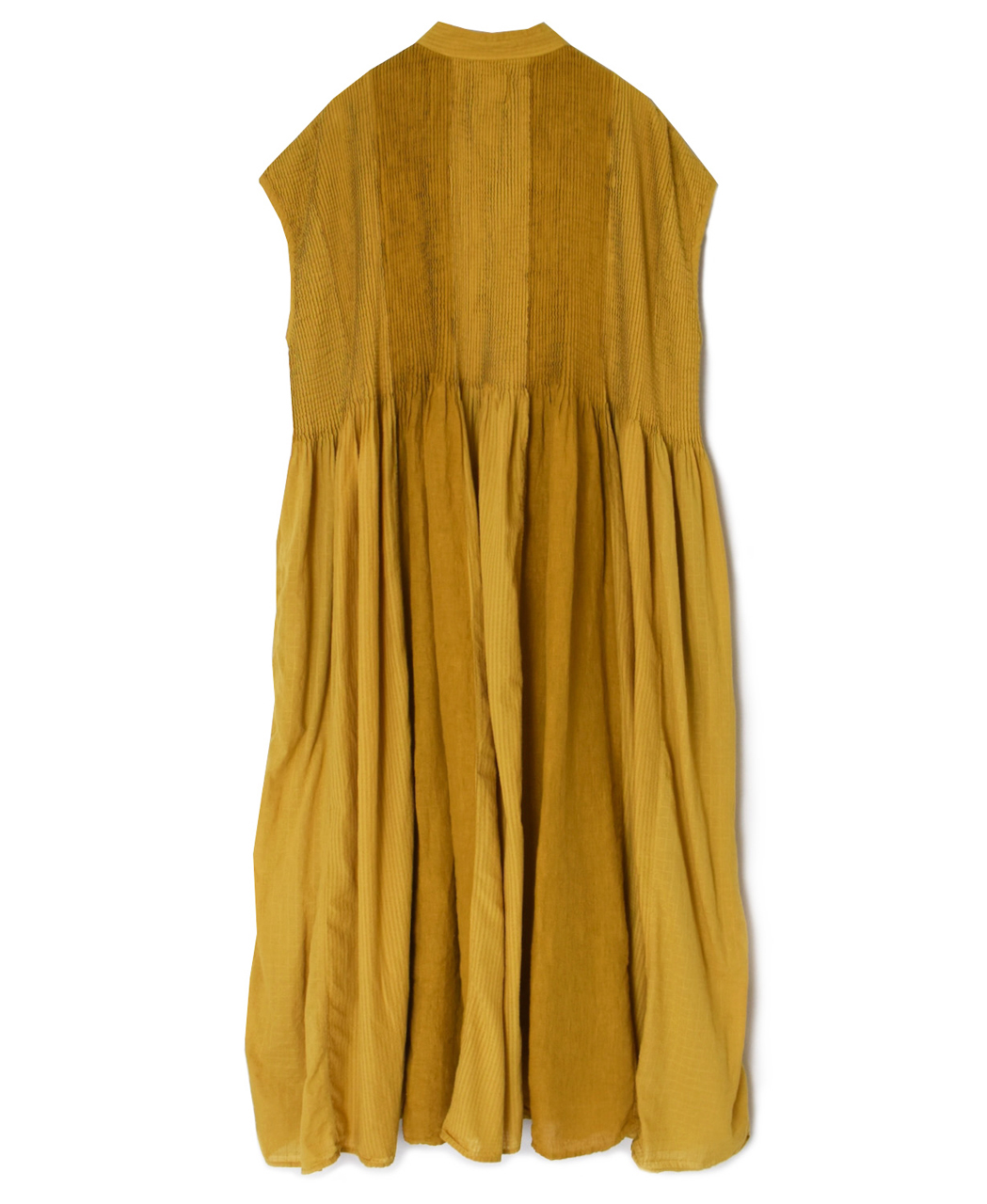 NMDS26264D(ワンピース) 80s ORGANIC COTTON/80s LINEN PATCHWORK OVERDYE BANDED FRENCH/SLEEVE SHIRT DRESS WITH MINI PINTUCK