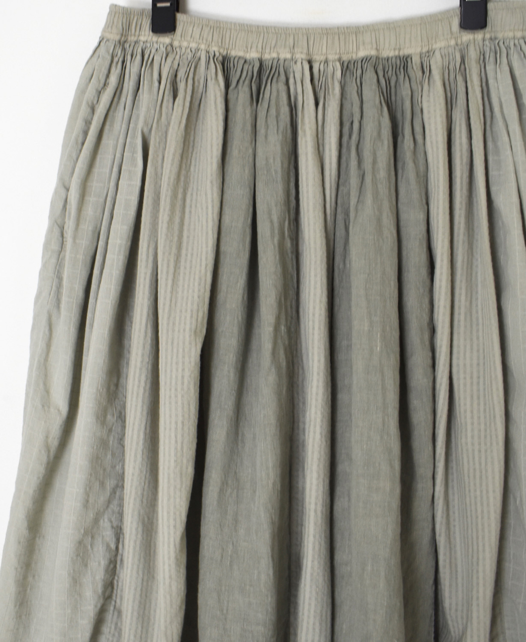 NMDS26265D(スカート) 80s ORGANIC COTTON/80s LINEN PATCHWORK OVERDYE RAJASTHAN TUCK GATHERED SKIRT
