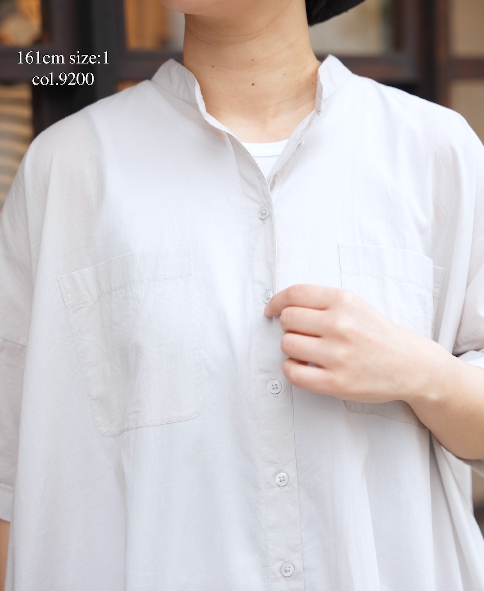 NSL26004(ワンピース) 60s CAMBRIC PLAIN BANDED COLLAR BACK SIDE GATHERED DRESS